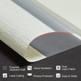 Persilux Cordless Zebra Blinds for Windows with Jacquard Pattern Insulated Roller Shades Light Filtering Sheer Window Shades for Home, Office and Door (32" W x 72" H, Cream)