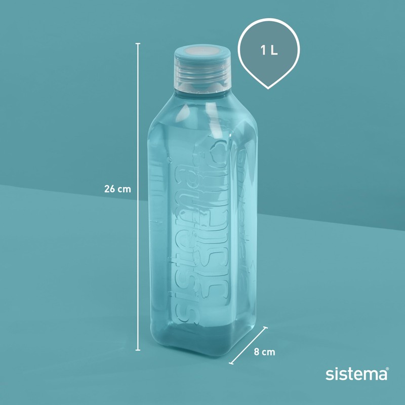 Sistema Square Water Bottle | 1L | Leakproof Kids Water