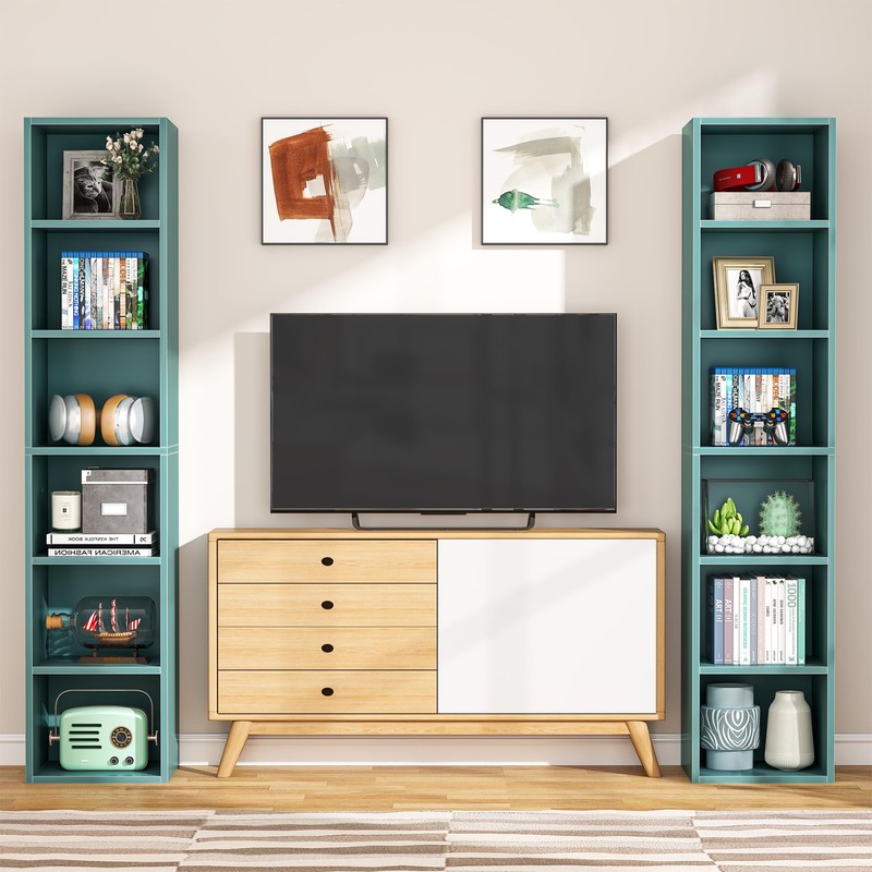 LITTLE TREE 70.9 Inch Tall Narrow Bookcase, Corner Bookshelf 6