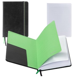 WINTEX Notebook in DIN A5 Squared with 88 Pages - Faux Leather Hardcover Notebook - Notebook Writing Book - Bullet Journal for School or Work - Note Book in Black