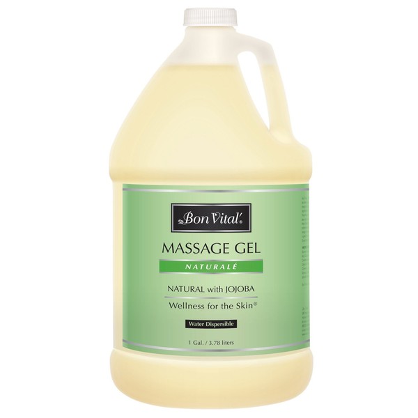 Bon Vital' Naturale Massage Gel with Natural Ingredients for Earth-Friendly & Relaxing Massage, Hypoallergenic Massage Gel for Sensitive Skin, Moisturizer Absorbs Like Lotion, 1 Gal, Label may Vary