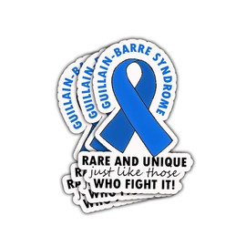3Pcs Guillain Barre Syndrome Rare and Unique Just Like Those Who Fight It Sticker Guillain Barre Syndrome Awareness Stickers Blue Ribbon Warrior Decal for Laptop Bottle Phone Car Hard Hat 3"