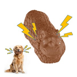 Jewyow Natural Rubber Dog Chew Toy, Beef Flavour Dog Toy Indestructible for Aggressive Chewers, Robust Squeak Interactive Toy for Medium, Large Dogs(Brown)