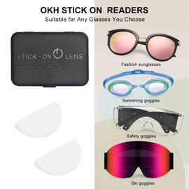 OKH 2 Pack Stick on Readers Clear Magnifying Bifocal Lenses Convert Any Glasses into Readers, Reusable, Waterless(+2.00)