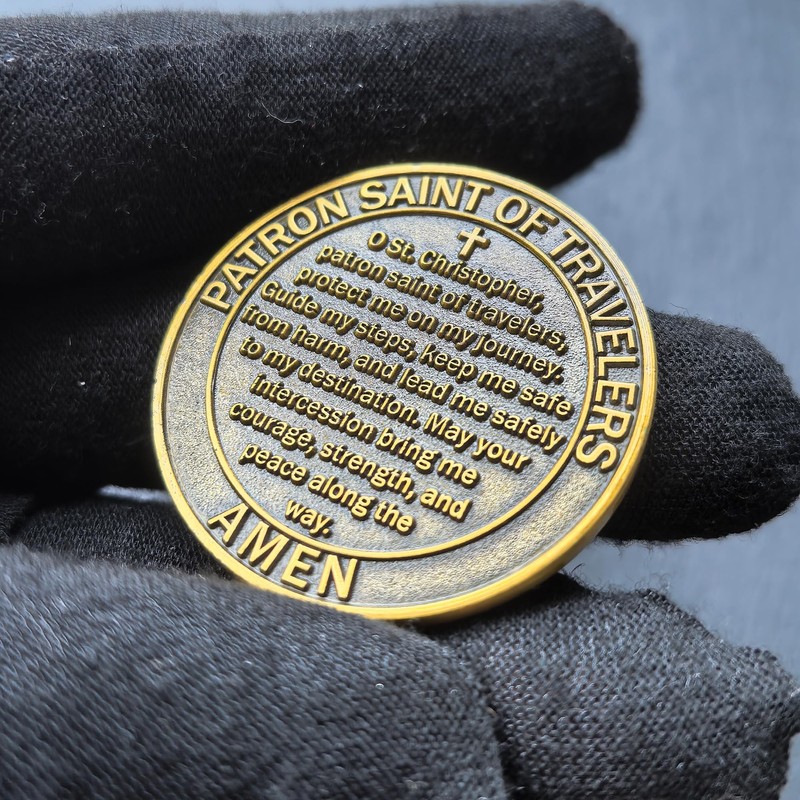 Saint Christopher Challenge Coin Traveler Prayer Coin