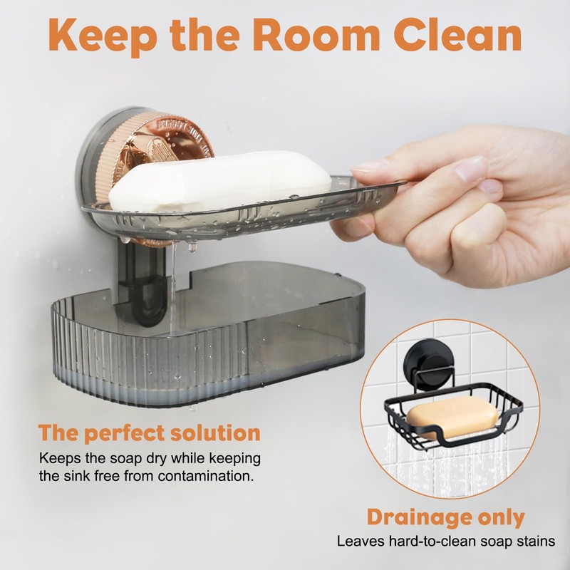 SUPERFA Suction Soap Dish for Shower, Vacuum Suction Soap Holder