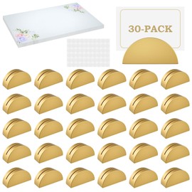 DALQUIS 30Pcs Gold Semicircular Wooden Table Number Holders ＆ 40Pcs Place Cards with Glues, Lightweight Table Sign Holders for Wedding, Birthday Party