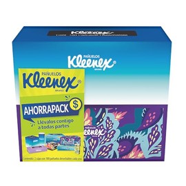 Kleenex Pañuelos Faciales Ahorrapack, Paquete con 2 cajas de 180 piezas c/u de Doble Hoja