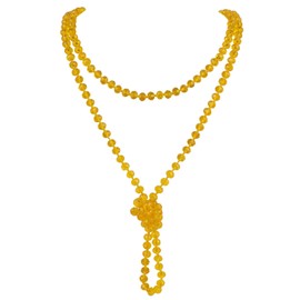 Firstmeet Fashion Glass Beads Rope Knot Long Bead Necklace Versatile 60" Strand Costume Jewelry for Women(XL-1030-Ginger)