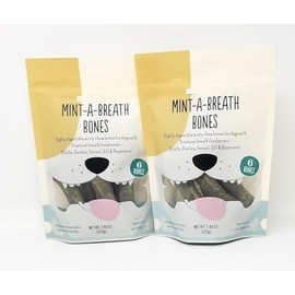 Trader J's Mint-A-Breath Minty Bones (6 Bones) for Dogs Net Wt. 7.86 Oz (223g) - Pack of 2