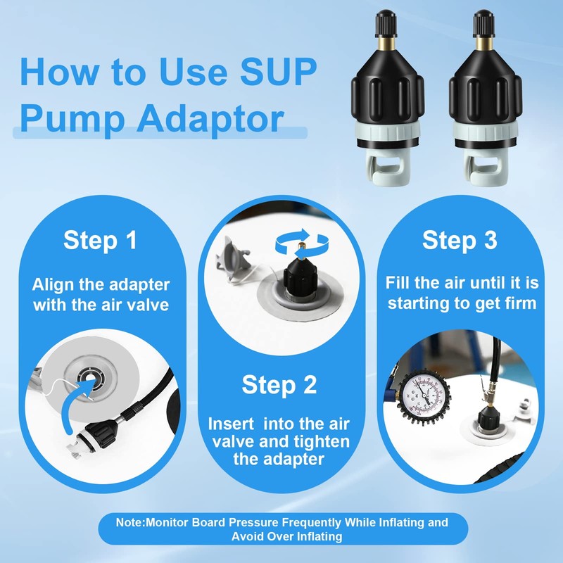 2Pcs Inflatable Boat SUP Pump Adapter, Premium Conventional Air Adapter,