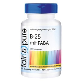Fair & Pure Vitamin B-25 with PABA, 180 Tablets, Vitamin B Complex High Dosage, Dietary Supplement Vegan without Magnesium Stearate, Made in Germany