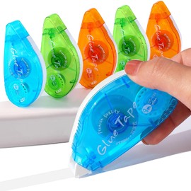 BLEDS 6 Pack Double Sided Glue Tape, Double Sided Roller Tape for Scrapbooking, 0.3-inch by 26Ft Adhesive Tape Runner for Junk Journal Papers Crafts and Arts Projects, 52-Yards Long in Total