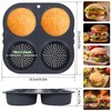 Abizarch 2Pcs Silicone Hamburger Bun Mold with 4 Cavities,Non-stick Hamburger