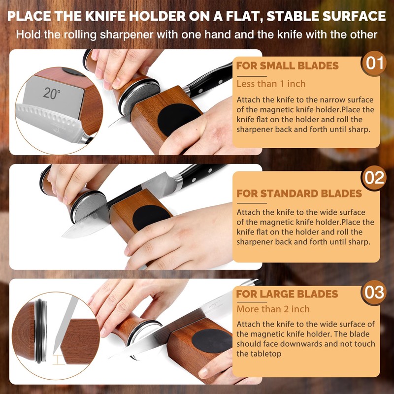 Rolling Knife Sharpener Kit, Knife Sharpener Tool with Replaceable Discs
