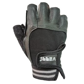 Verri | Guantes Gimnasio en Piel de Cabra para Seguridad y protección de Manos y muñeca en Entrenamiento en Gym, Rutina con Pesas, Negro, M