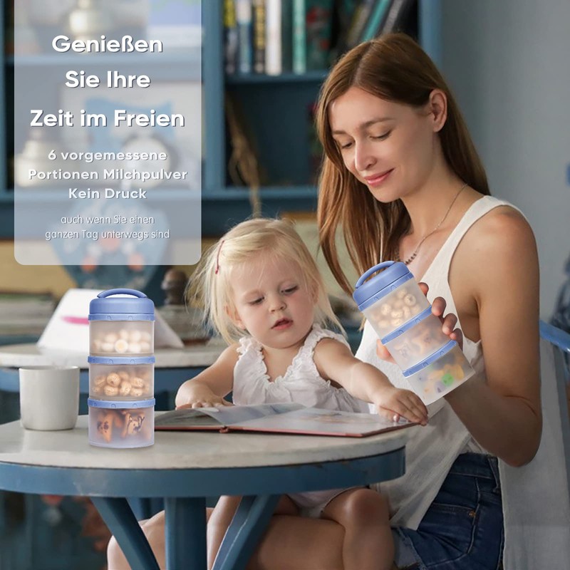 Termichy Milchpulver Portionierer Baby Stapelbar Milchpulver Aufbewahrungsbox 2 Stück (Blau)