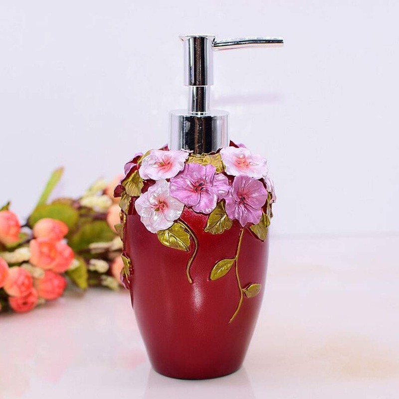 LUANT Vintage Pink Bathroom Accessories, 5Piece Bathroom Accessories Set, Bathroom