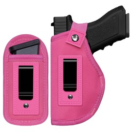 PODFAN Universal Gun Holsters for Men/Women,IWB 9mm Pistols Holster Right Left Handed,Concealed Carry,Fits S&W M&P Shield Glock 9/40 P320 17 19 26 27 42 43,Similar Handguns (Pink-Left Hand)