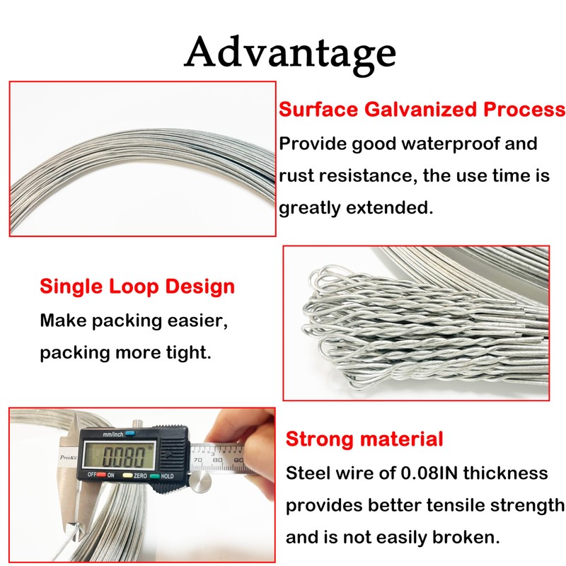 80PCS Baling Wire 14 Gauge 14 Ft,Baler Wire Ties Bulk