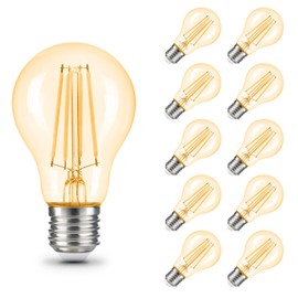 ehomeled E27 LED Bulb A60 Edison Vintage Golden Glass Filament 2300K Warm White 806 Lumens 7W Equivalent 60W Incandescent Energy Saving Classic LED Bulb Pack of 10