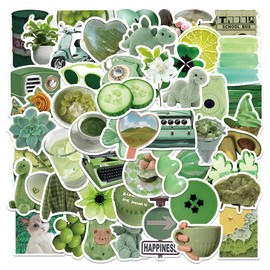 ZJSXINDI Green Plant Stickers Aesthetic 50pcs Waterproof Laptop Stickers Decals for Water Bottle Laptop Computer Skateboard Bumper,Aesthetic Vsco Vinyl Stickers for Kids Teens Girls (Green Mood)