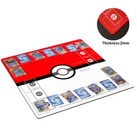 Partypd Playmat for Trading Card Game - 2-Player Trainer Mat with Carry Case Tube, Portable Foldable Design for Travel, Premium Anti-Slip Rubber Base, Ideal for Practice & Gifts (Red)