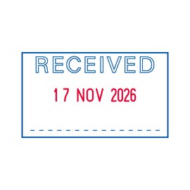 Trodat Printy 4750 Dater Stamp with English Phrase RECEIVED - Self Inking, Red Ink Date and Blue Text