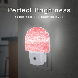 sndheke Pink Gold Glitter Night Light, Rose Pink Sparkle Shine Dusk to Dawn Night Light Plug in,0.5w Energy Saving Sleep Friendly NightLight for Kids Boys Girls Home Decor
