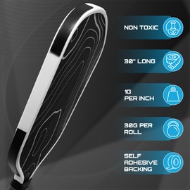 Roore Tungsten Weighted Tape for Pickleball Paddles Golf Clubs Fishing Tennis Racket – 1 Gram per Inch - 30g Total - 30 Inch Long Weighted Tungsten Tape Roll Non-Toxic Lead Tape Alternative