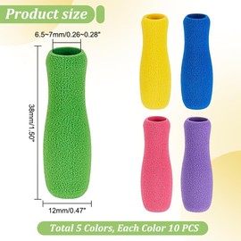 6Pcs Colour Foam Pencil Grips Soft Foam, Open Slip Insert Pen Paint Brush Holder Ergonomic for Handwriting, Drawing, Coloring Education and Crafts Supplies Office Supplies