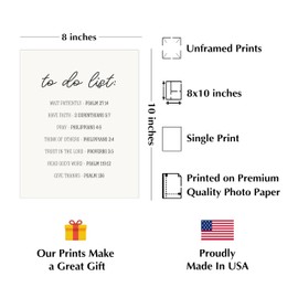 AMERICAN LUXURY GIFTS Spiritual To Do List Christian Wall Decor Print - 8x10 Minimalist Faith Inspirational Print For Living Room Decor, Home Decor, Office Decor, Church, Unframed