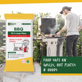Great Aussie Wipes BBQ 30 Pack - Large Size Textured Sustainable Wet Wipes - Compostable and Plastic-Free Cleaning Wipes