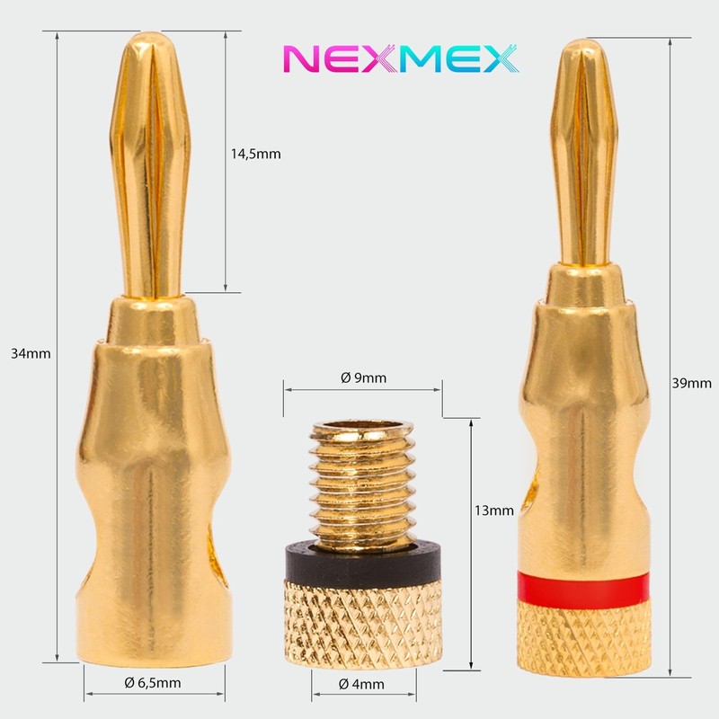 NEXMEX Banana Plugs for Speaker Cable – Set of 4