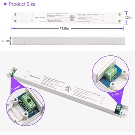 HitLights 60W Dimmable LED Driver Transformer, Power Supply 100-277V AC to 12V DC, 5A, Compatible with Lutron Leviton Dimmers, for LED Strip Lights, Constant Voltage LED Projects, UL-Listed,White