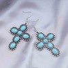 Cimenexe Bohemian Turquoise Cross Dangle Earrings Silver Cross Crucifix Earrings