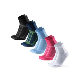 DANISH ENDURANCE Cushioned Running Socks for Long Distances, Quarter Length, Anti-Blister for Men & Women, Multicolor, 5-pack, Large
