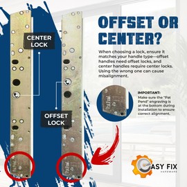 10" Dual Point Mortise Lock Replacement with White Faceplate with 9-7/8" Hole Spacing Alloy Steel - Offset Latch Position - Fix and Repair Door Hardware Locking Mechanism
