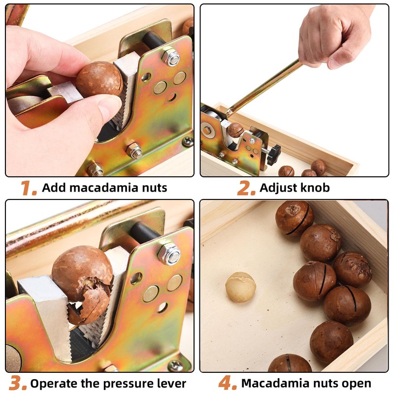 NovelBee Nutcracker with 4 Picks,Heavy Duty Walnut Cracker with Wooden