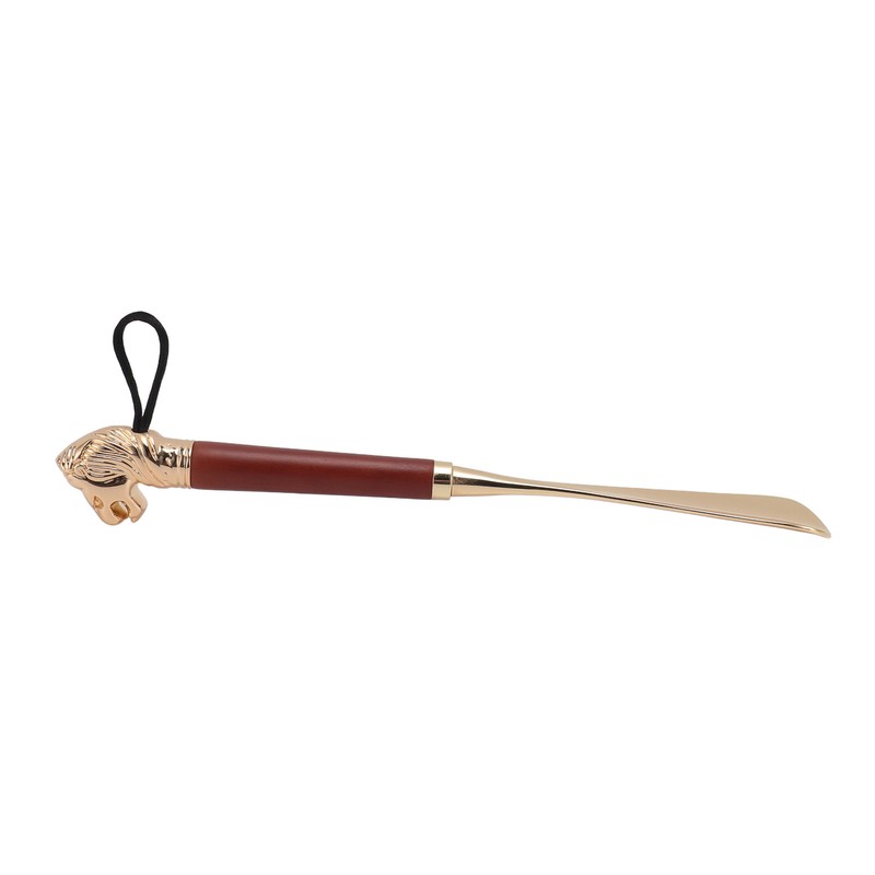Lion Head Alloy Shoehorn Ergonomic Curves Metal Long Shoehorn with