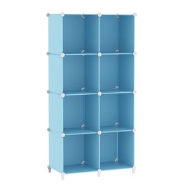 AWTATOS 8 Cube Storage Organizer, Closet Organizer Storage Shelf, Bookcase Bookshelf, DIY Stackable Storage Cubes Shelves for Closet, Bedroom, Home, Office, Blue