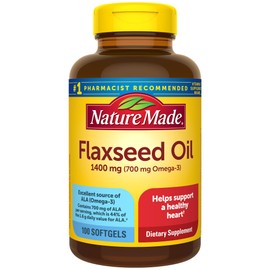 Nature Made Nature Made Extra Strength Flaxseed Oil 1400 mg, Fish Free Omega 3 Supplement, Dietary Supplement for Heart Health Support, 100 Softgels, 100 Day Supply