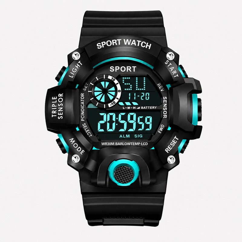 Digital Sports Wristwatch for Outdoor Play - Large Dial, Luminous,