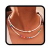 Handcess Boho-Perlenketten, bunte mehrlagige Halskette, Muschel-Strand-Halskette für Damen, Einheitsgröße, Perlen,