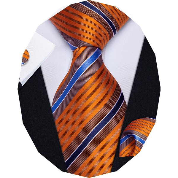 YourTies Striped Ties for Men Classic Woven Silk Necktie with