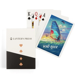 Lantern Press Wind Rider, Lithograph, Windsurfing and Kitesurfing (52 Playing Cards, Poker Size Card Deck with Jokers)