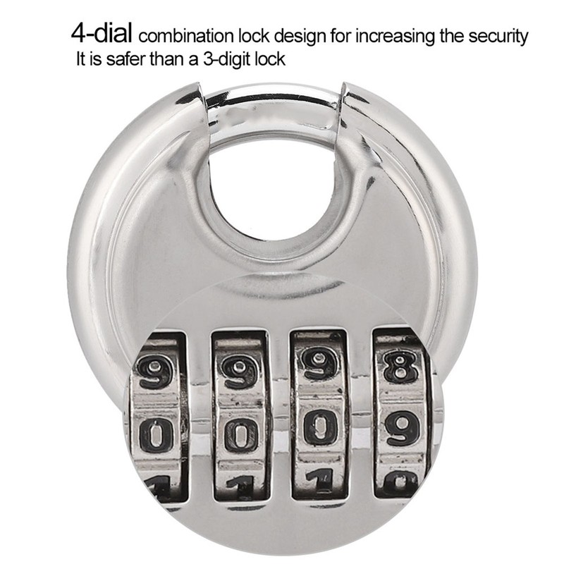 Stainless Steel Password Round Padlock Key 70mm thickened 9, 5mm
