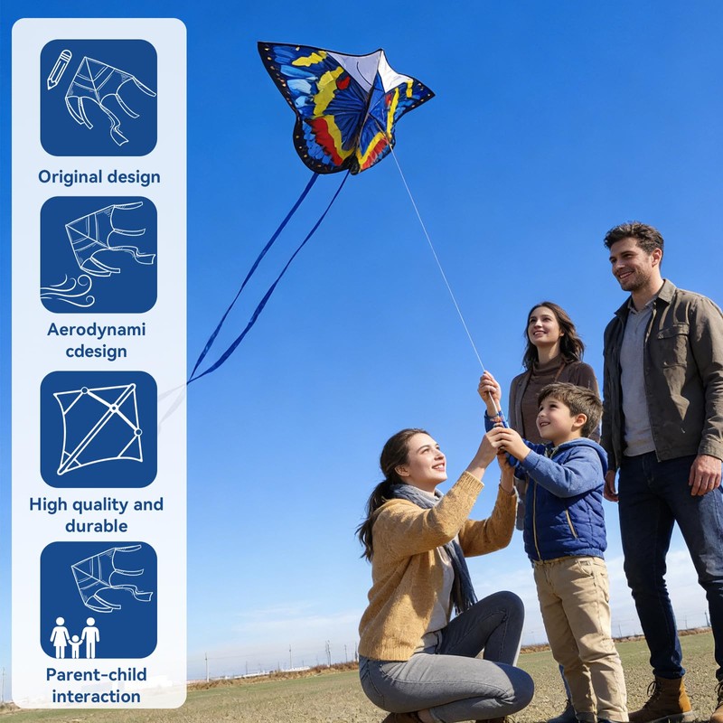 Butterfly Kite Kids Adults Easy to Fly Assemble Ages 4-8