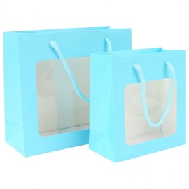Square Kraft Gift Bag with Transparent Window and Handle Bag 6ea