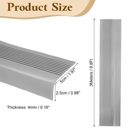 uxcell Stair Nosing, 9.8 ft (2 x 1 Inch) Vinyl Non-Slip Self-Adhesive Staircase Step Edge Protector Waterproof Stair Treads Trim for Outdoor Indoor Floors, Gray